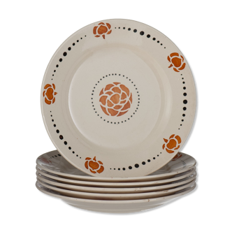 6 flat plates in longchamp earthenware model lolette around 1950 n°1