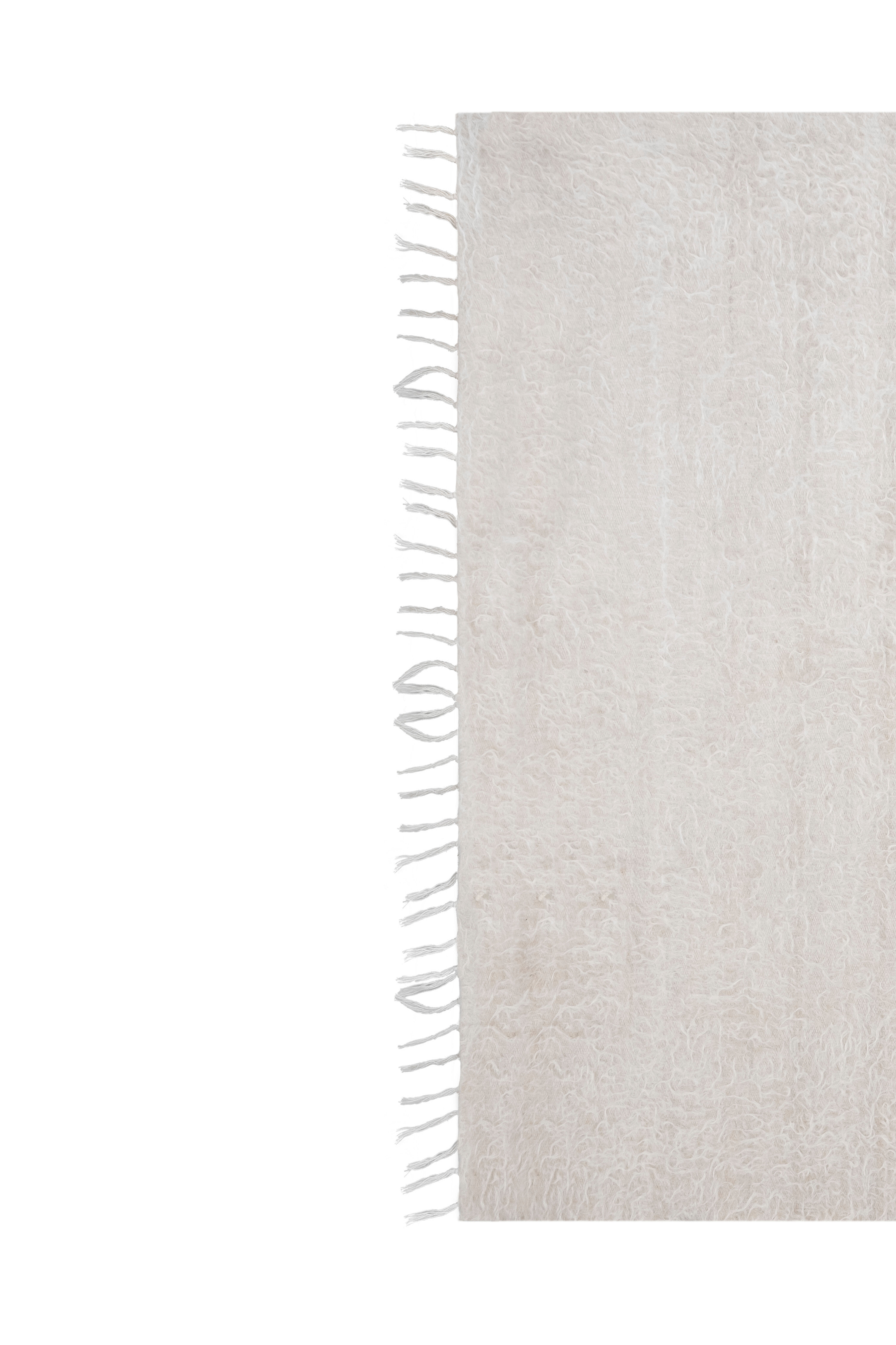 1970s Vintage White Siirt Kilim Blanket Rug 4'2" X 6'2"