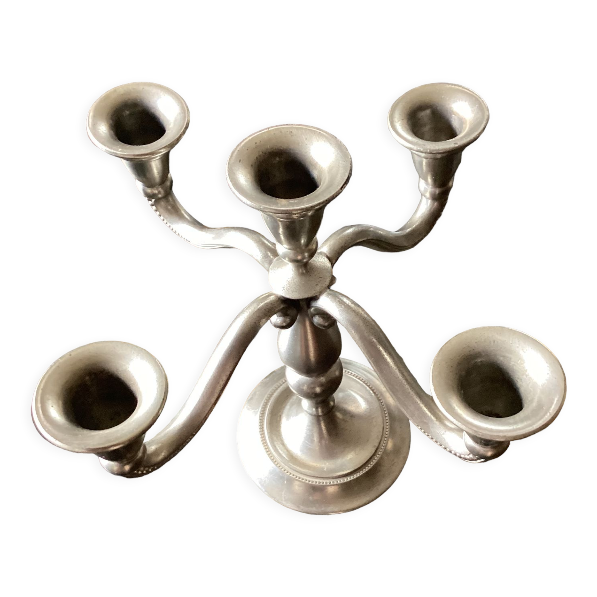 Royal Holland pewter candle holder with five candles dimension: height -20cm- width -18cm-