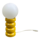Vintage yellow glazed ceramic lamp with opaline globe – 1970s