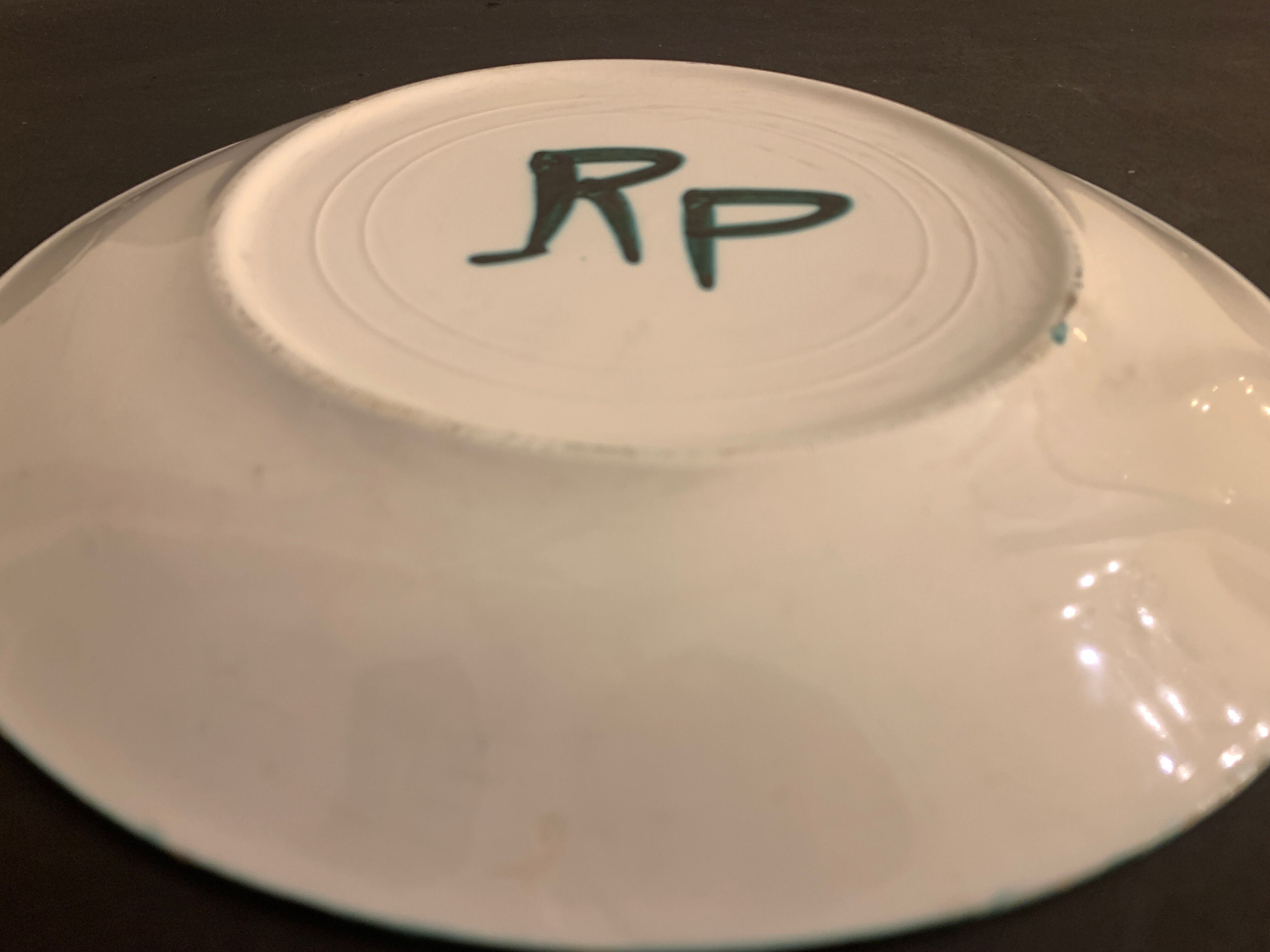 Flat glazed ceramic plate by Robert Picault, Vallauris 1960