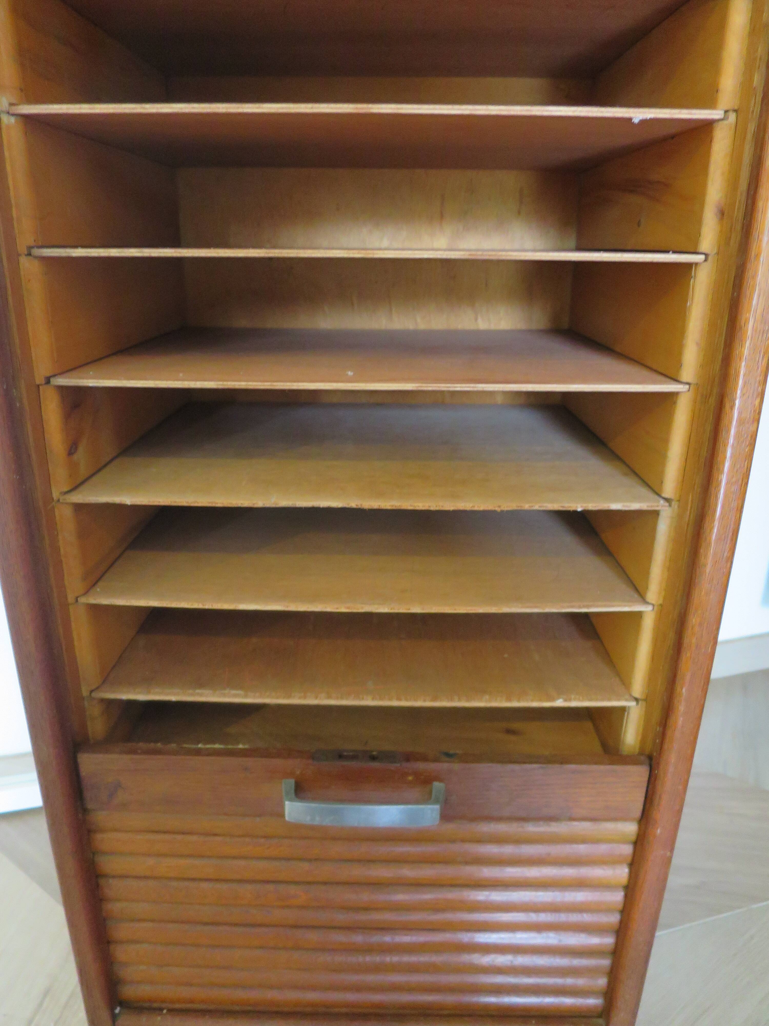 Burwood oak curtain file cabinet, 1960s