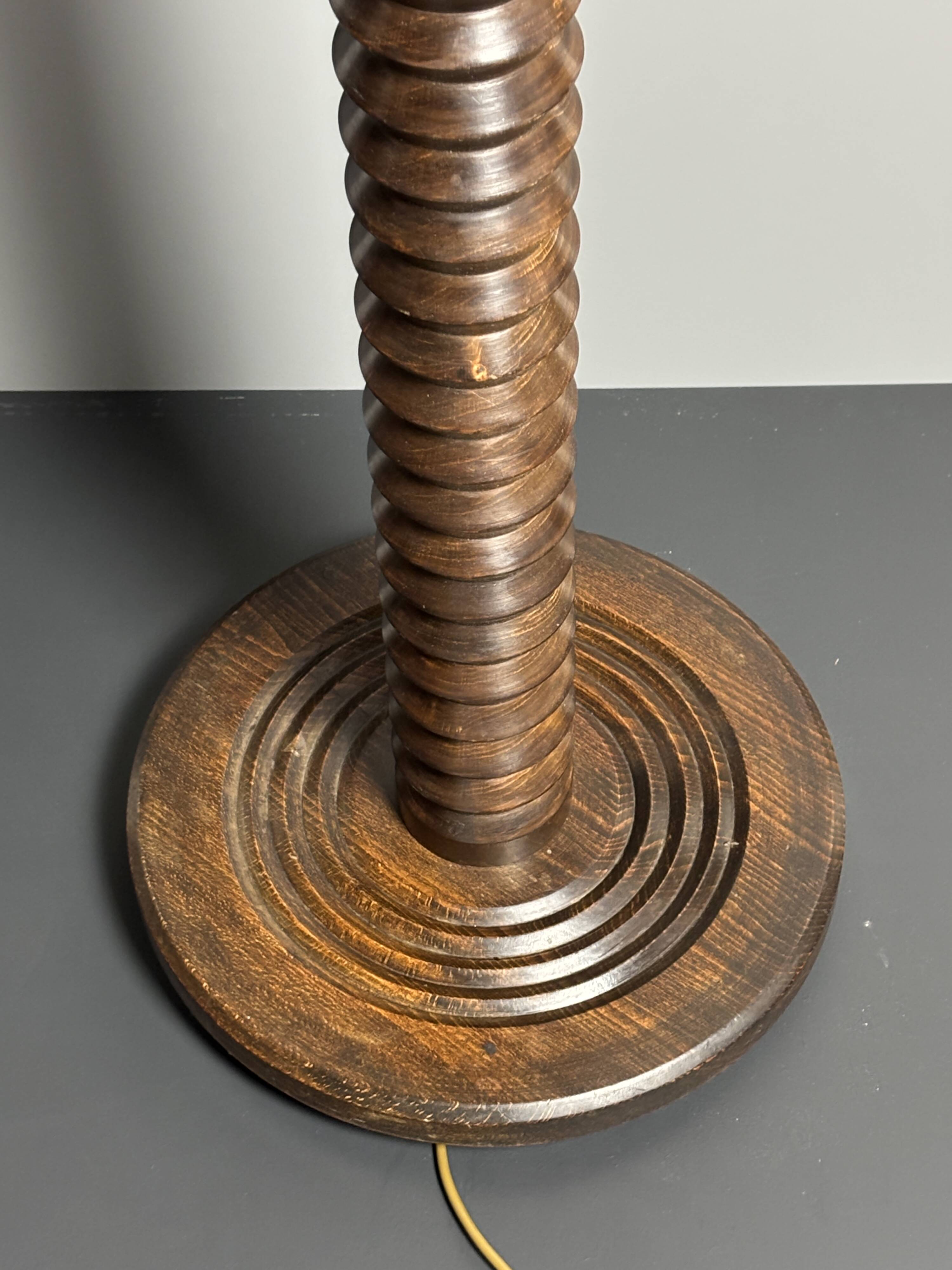 Brutalist midcentury wood turned cocoon floor lamp