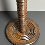 Brutalist midcentury wood turned cocoon floor lamp