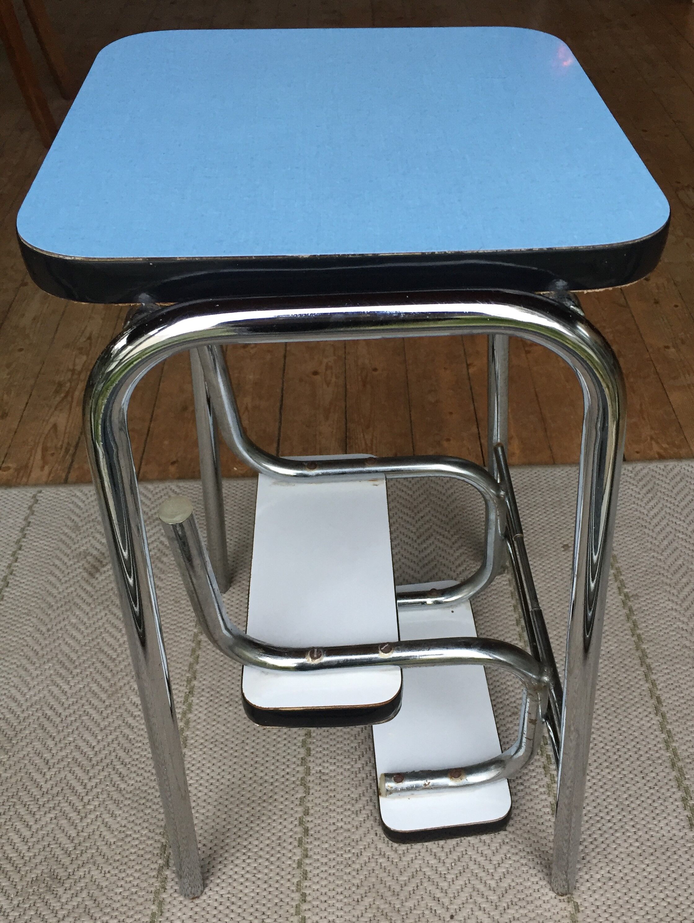 Steplady stepladder formica sky blue, 60/70s