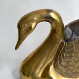XXL brass swan pot cover