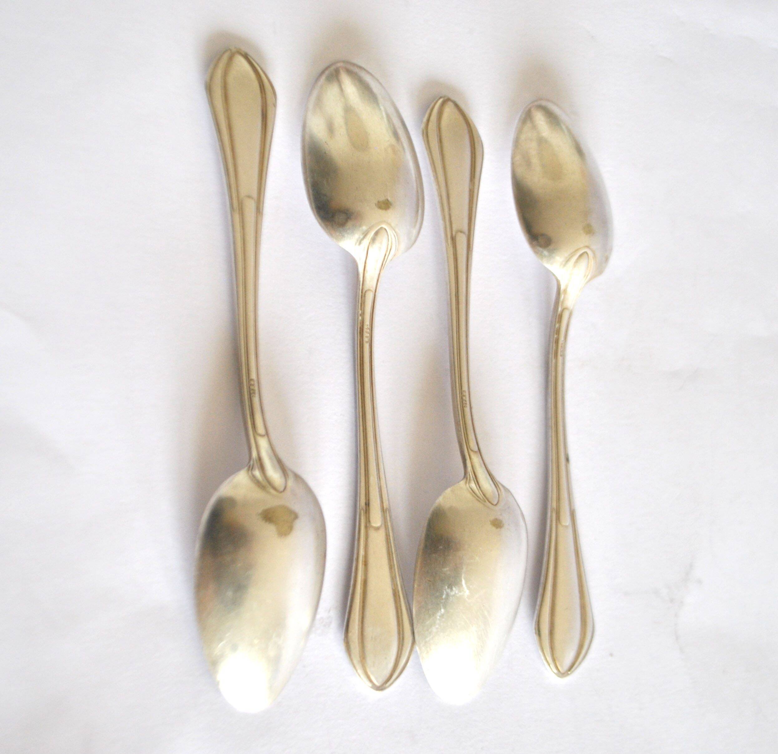 SFAM set of 4 Art Deco silver-plated teaspoons in Printania style