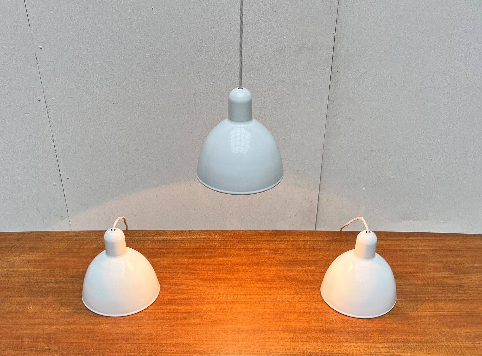 Vintage Danish enamelled pendant lamp model ES by Edgar Schlaefle for Louis Poulsen, 1980s.