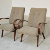 Pair of grey mottled armchairs by Jaroslav Smidek for TON Bystrice