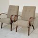 Pair of grey mottled armchairs by Jaroslav Smidek for TON Bystrice