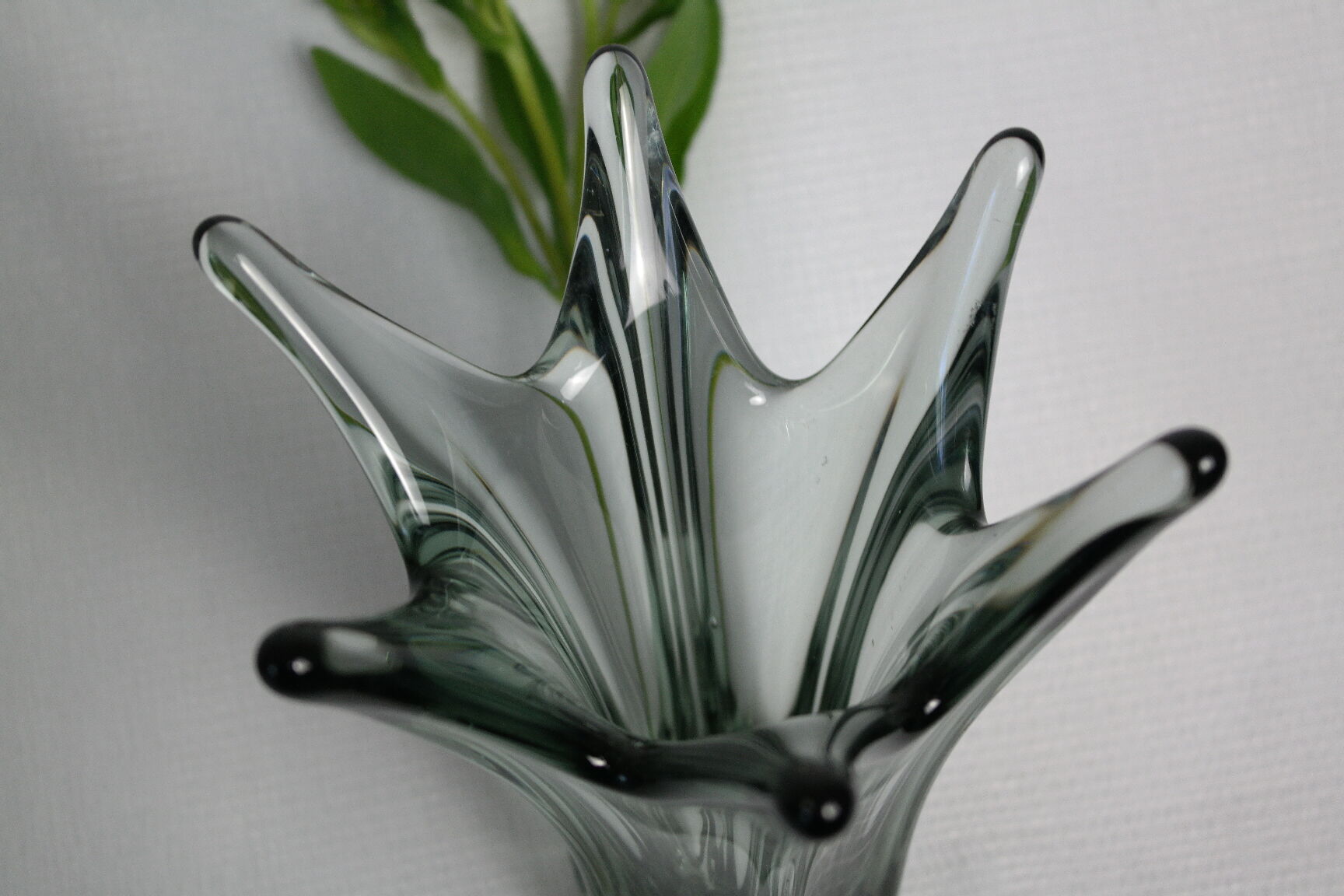 Vintage smoky grey Murano glass vase