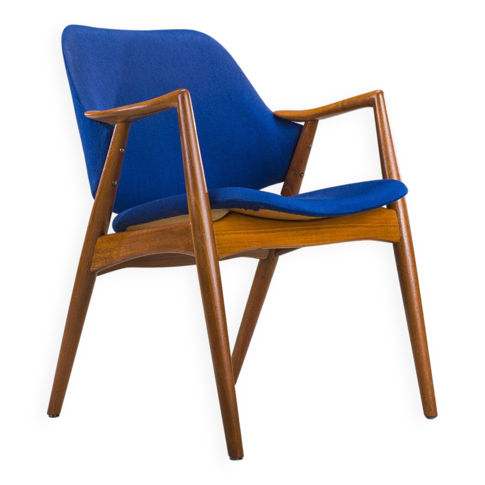 Armchair in Blue and Teak by Alf Svensson for Dux, 1960s