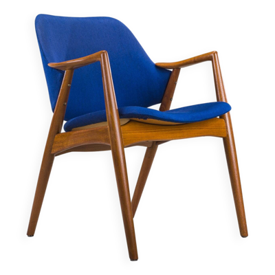 Fauteuil en bleu et teck par Alf Svensson pour Dux, années 1960