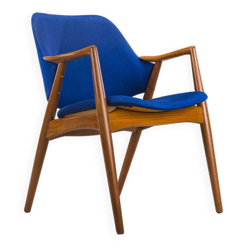 Fauteuil en bleu et teck par Alf Svensson pour Dux, années 1960