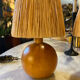 Pair of bedside lamps made of wood and vintage raffia