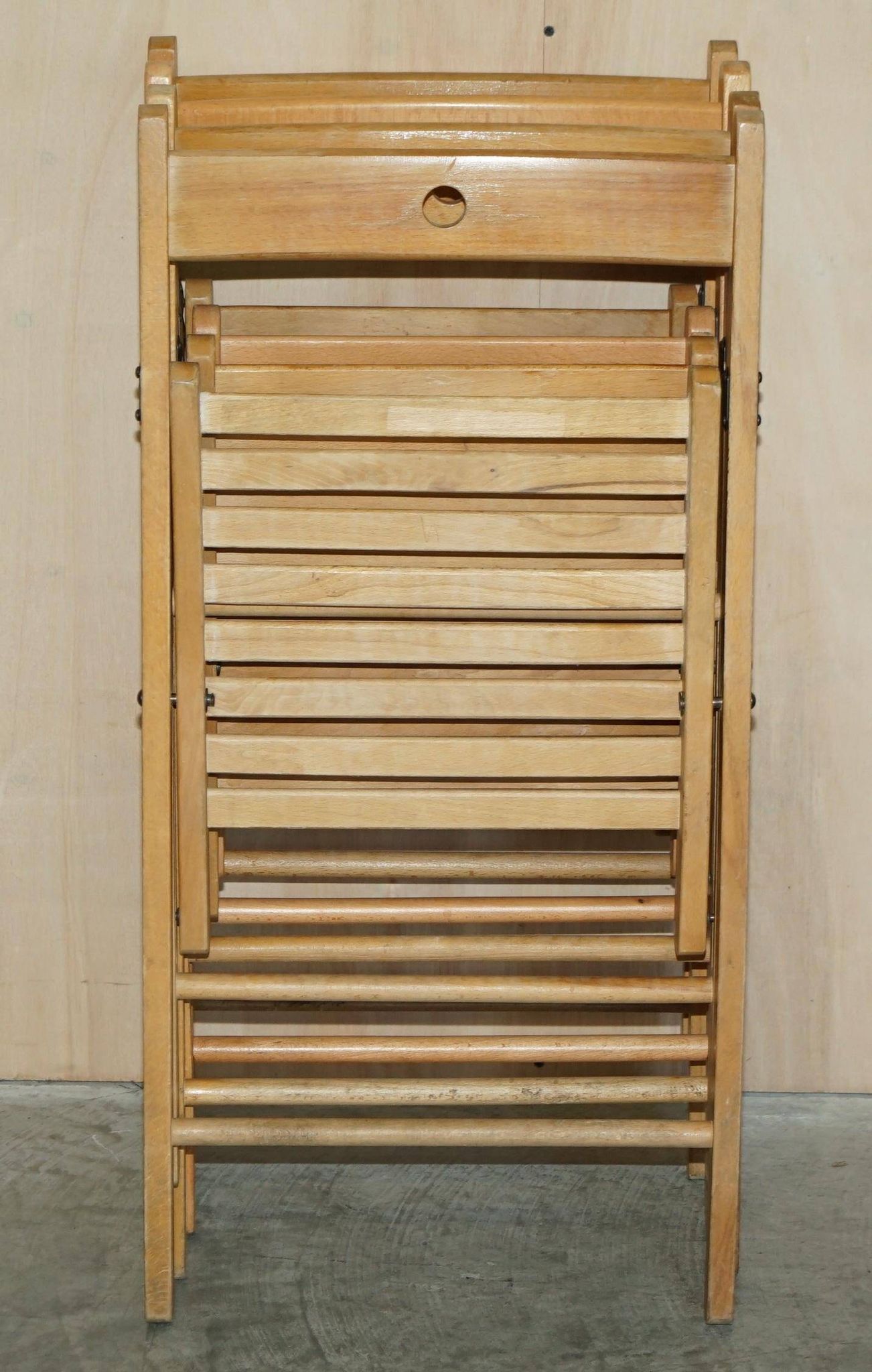 Set of 4 folding steamer chairs in oak from around 1940.