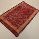 Vintage Turkish Mini Kilim 93x58 cm Shabby Wool Small Kelim Rug Black,Red