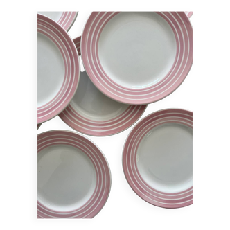 8 powder pink dessert plates in Italian ceramic