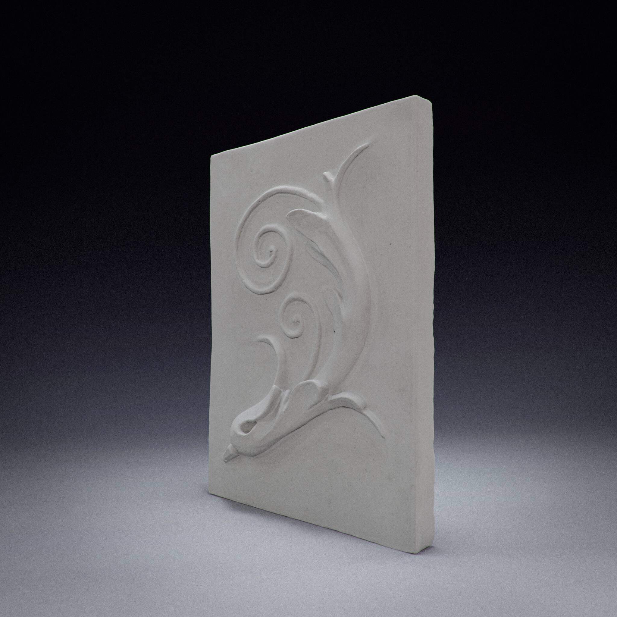 Plaster bas-relief of an acanthus leaf.