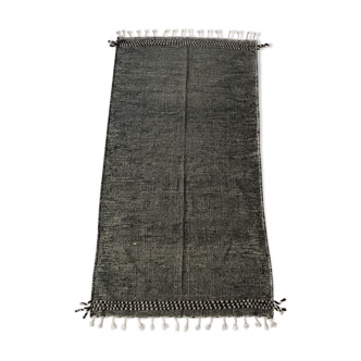 Moroccan Berber Kilim carpet ecru and black 263x138cm