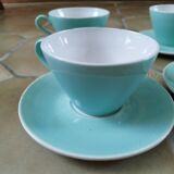 4 grande tasses anciennes Fenal Badonviller vert d'eau