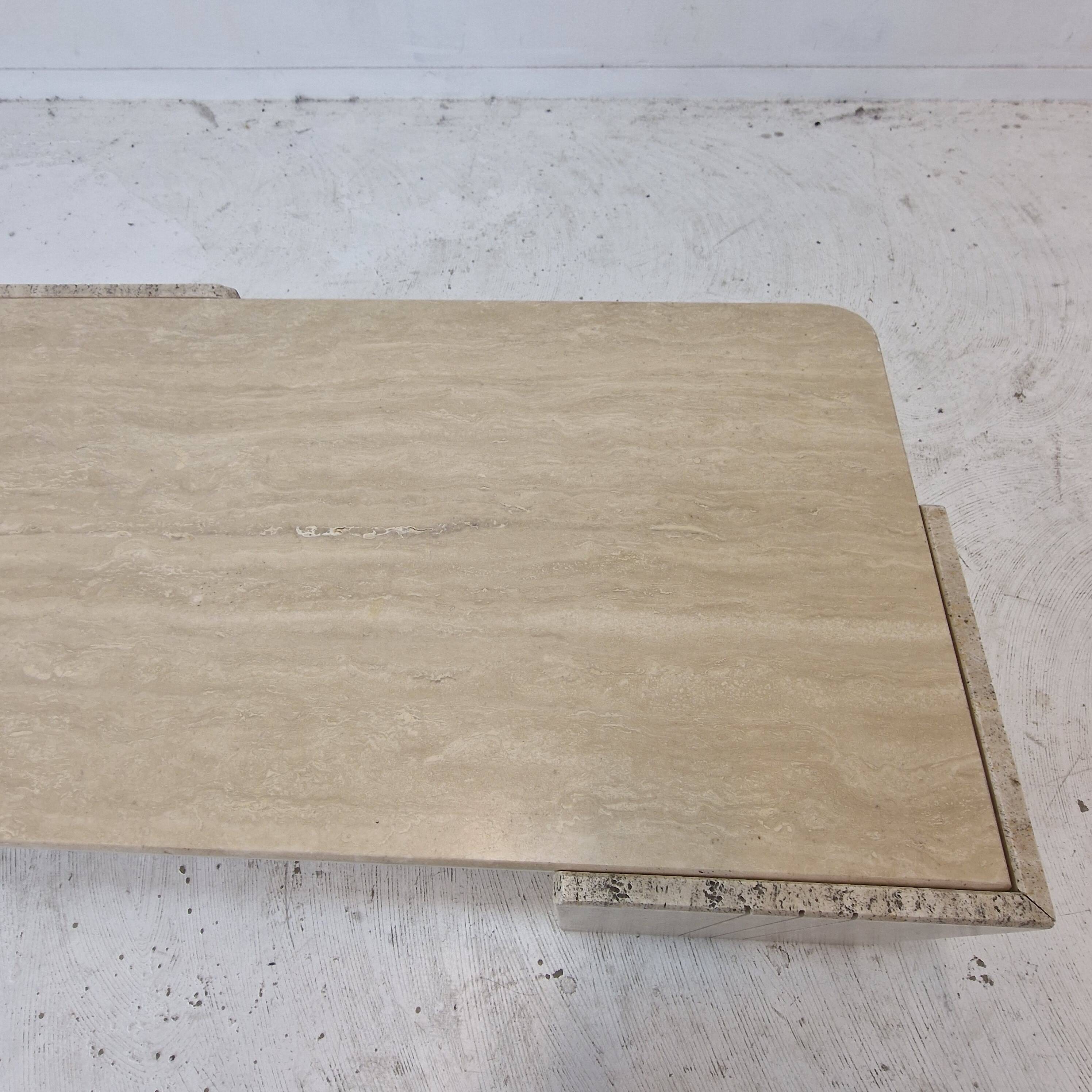 Italian Coffee Table in Travertine, 1980s