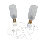 A pair of bedside lamps with a marble base, VEB Narva Leuchtenbau Lengefeld Germany, 1960s.