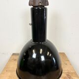 Set of 4 Industrial Bauhaus Black Enamel Pendant Lamps, 1960s