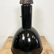 Set of 4 Industrial Bauhaus Black Enamel Pendant Lamps, 1960s