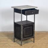 Iron bedside table with marble top, 1910