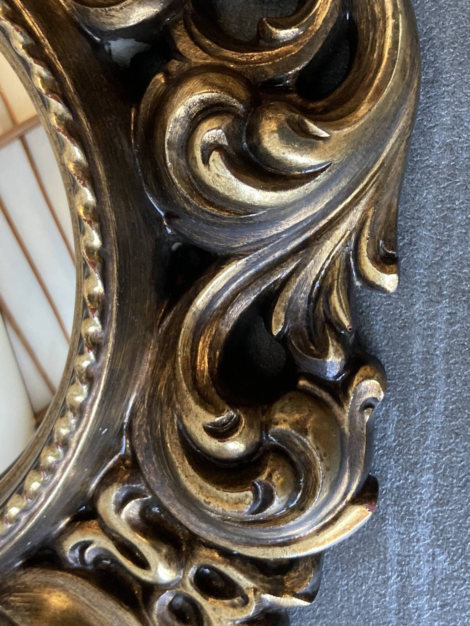 Vintage convex witch mirror – carved gilded wood – 1960s