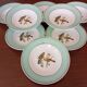 8 soup plates Fenal Badonviller "Birds" vintage 1950s