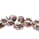 Gien earthenware tea set, peony decoration