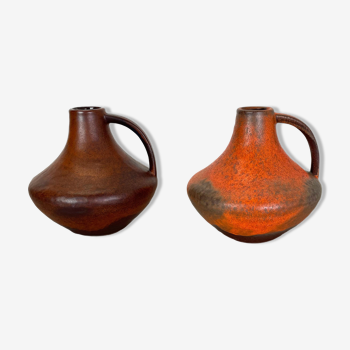 Set of 2 Fat Lava Pottery Vases Heinz Siery Carstens Tönnieshof, Germany, 1970s