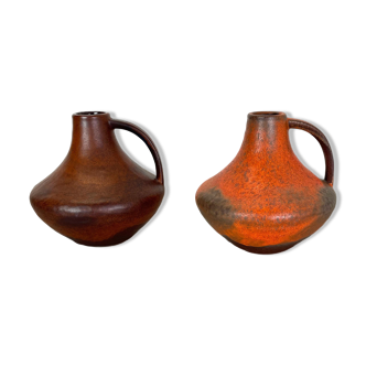 Ensemble de 2 vases en poterie de lave grasse Heinz Siery Carstens Tönnieshof, Allemagne, années 1970