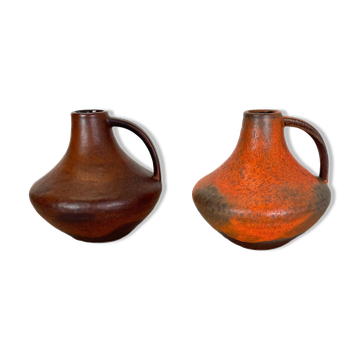 Set of 2 Fat Lava Pottery Vases Heinz Siery Carstens Tönnieshof, Germany, 1970s