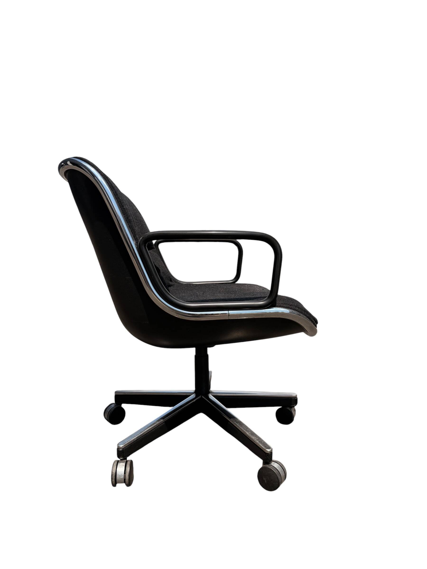 Charles Pollock Office Chair for Knoll - Grey Fabric on Wheels