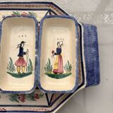 Old dish servant tray ramekin earthenware ceramic henriot quimper bl