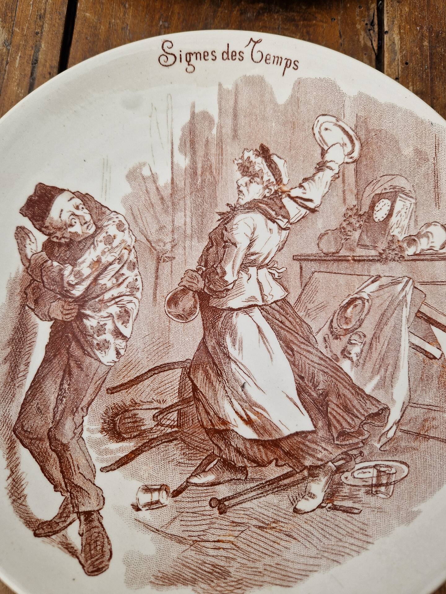 Set of 6 earthenware plates from Sarreguemines U&C Signs of the Times.