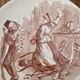Set of 6 earthenware plates from Sarreguemines U&C Signs of the Times.