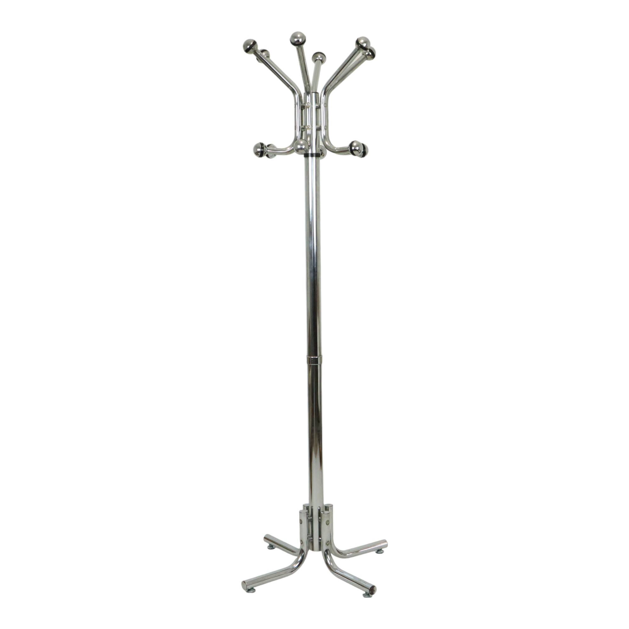 Vintage Chrome Standing Coat Rack Space Age Design 1970s