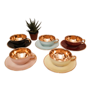 French fine porcelain coffee cups, colors and gold