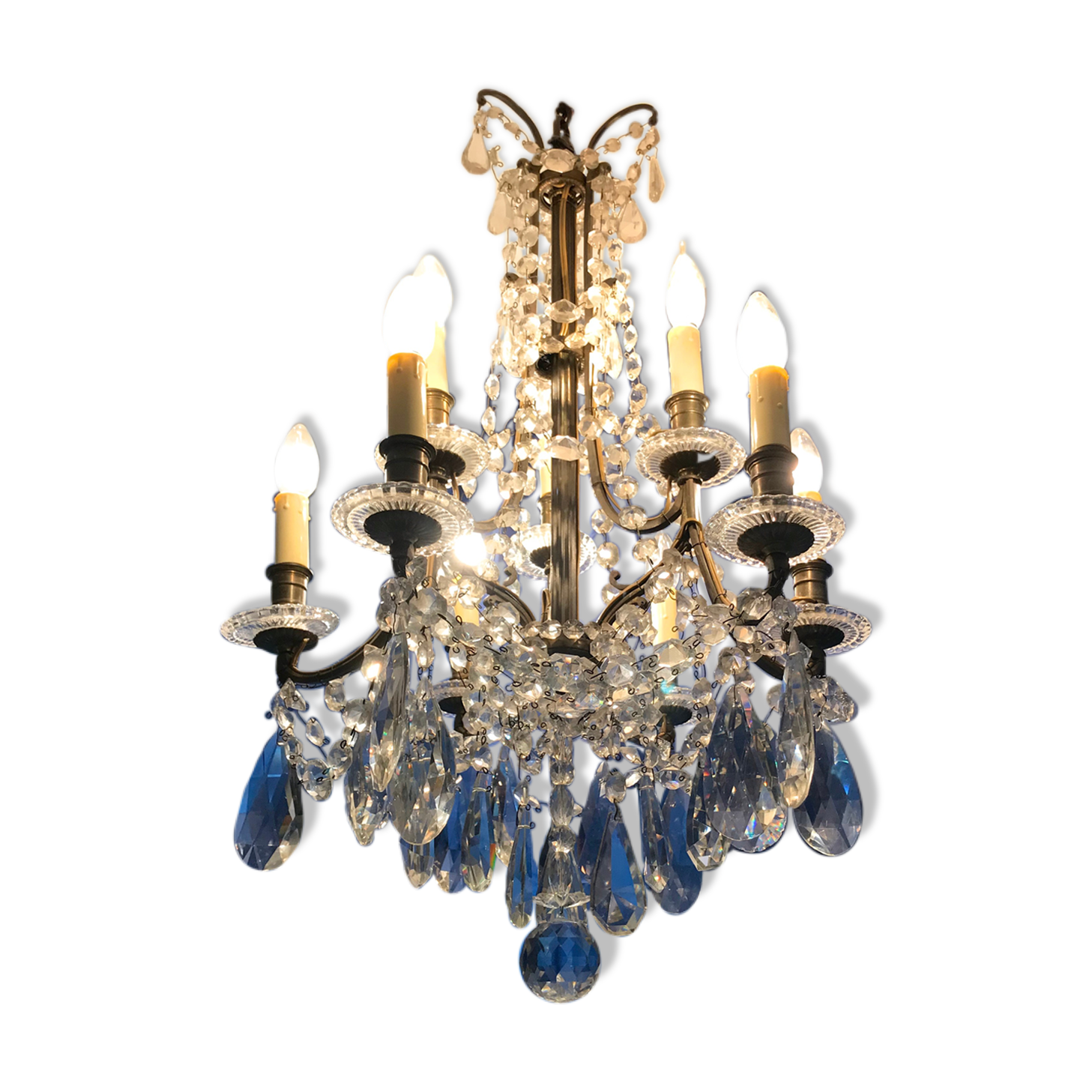 Crystal chandelier diamond cut 9 fires 1880
