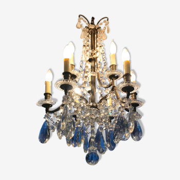 Lustre cristal taille diamant 9 feux 1880