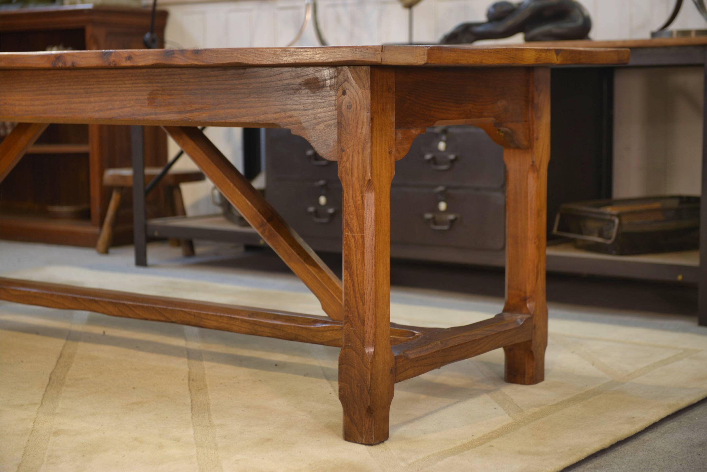 Grande table de ferme en orme massif 1950’s