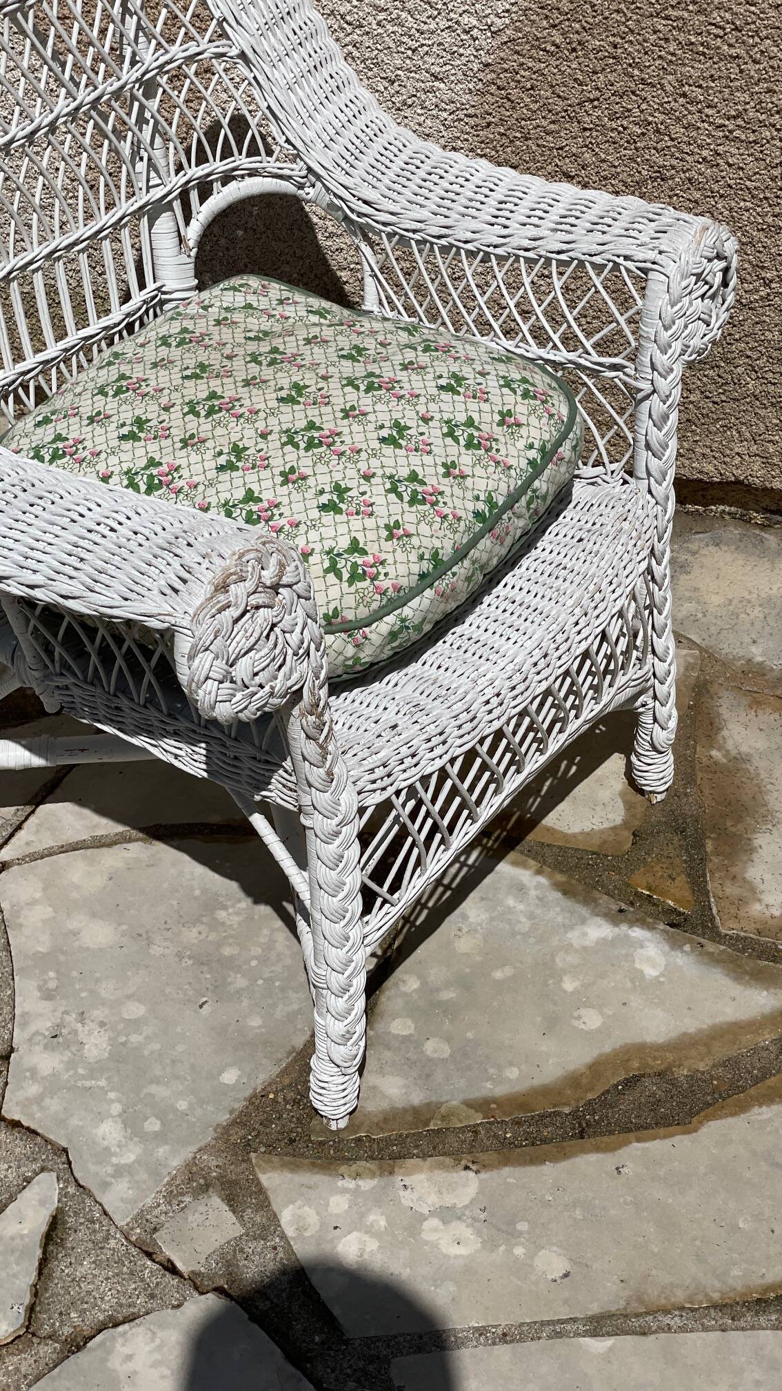 Vintage rattan kids armchair