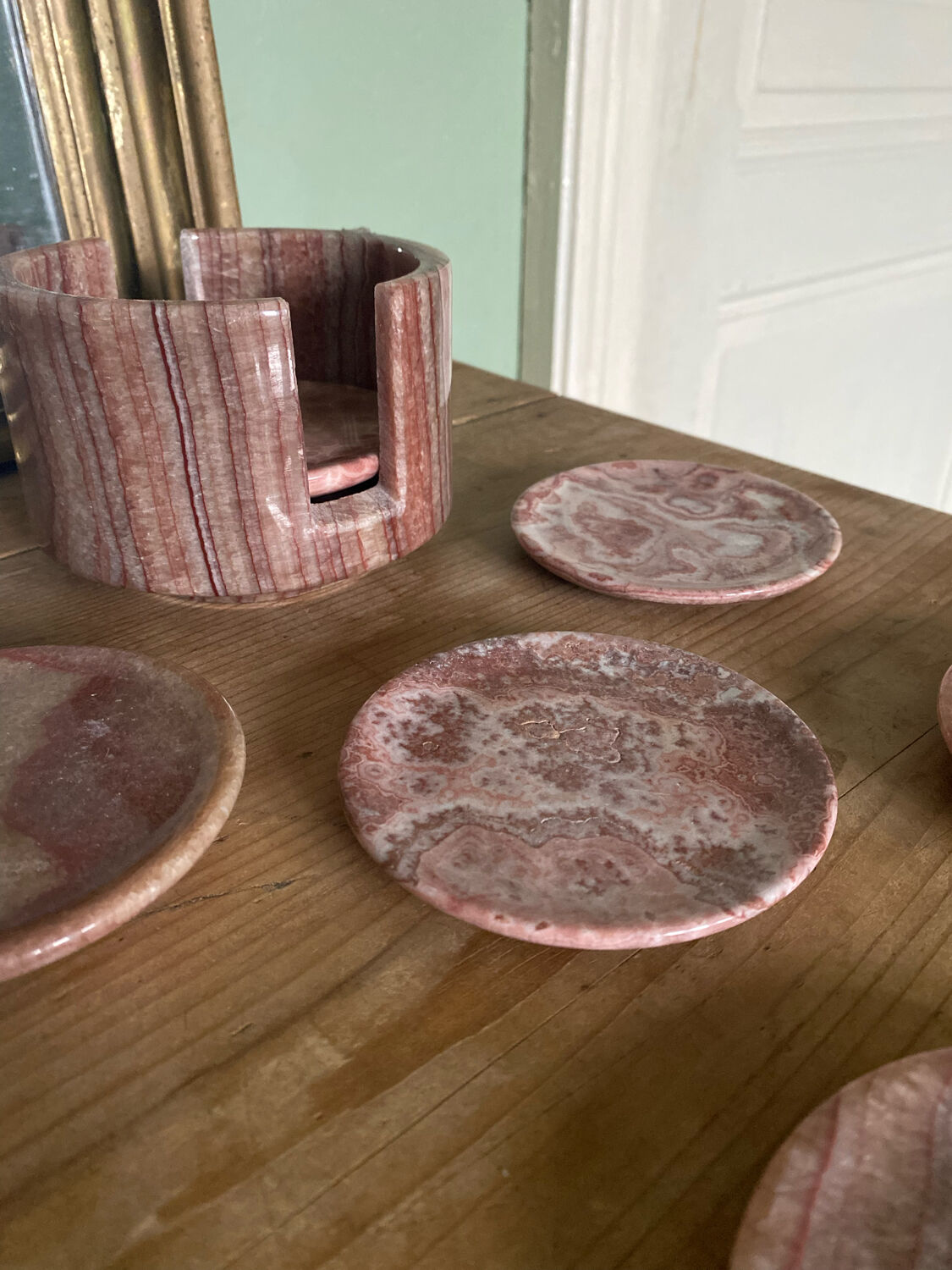 Set de 6 sous verre en pierre rose
