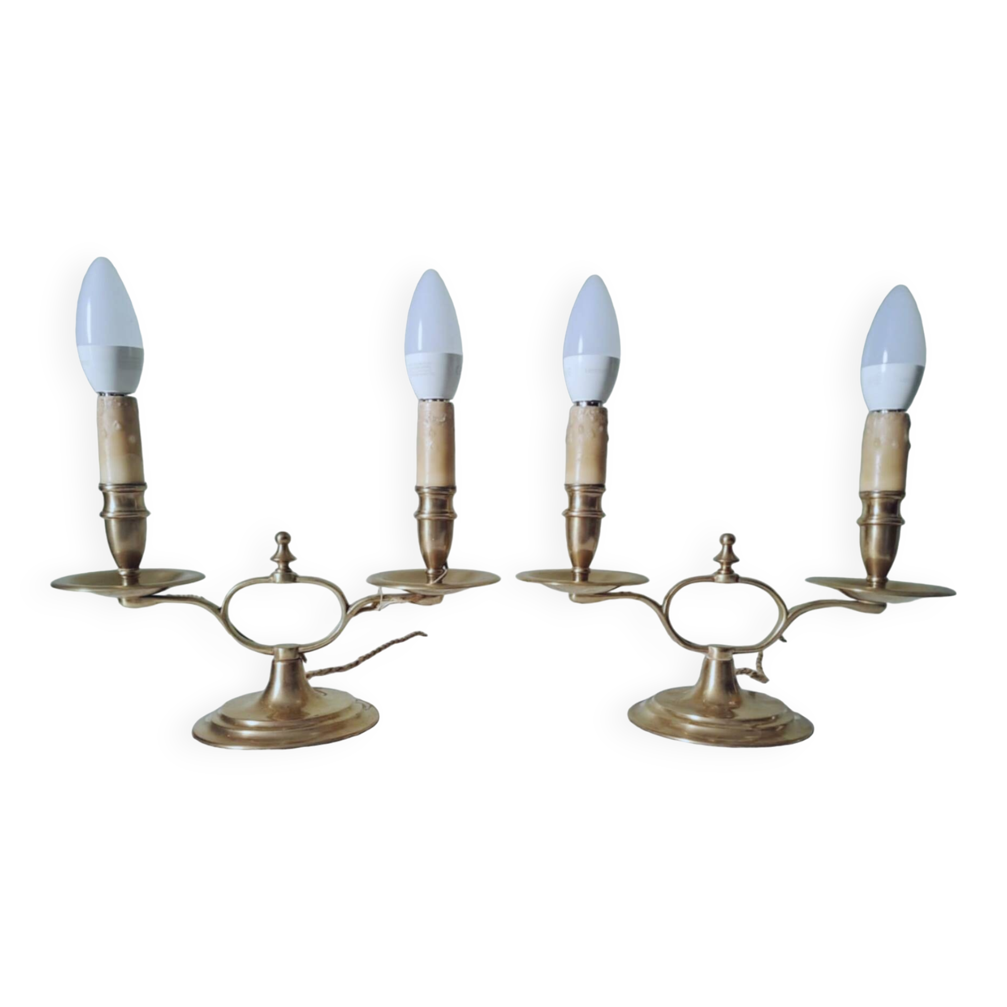 Pair of English gilt bronze "Peerage" lamps