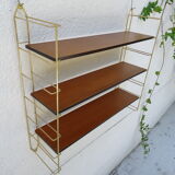Wall shelf String brass and wood