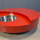 Table basse tournante vintage en laque rouge par Willy Rizzo, années 1970.